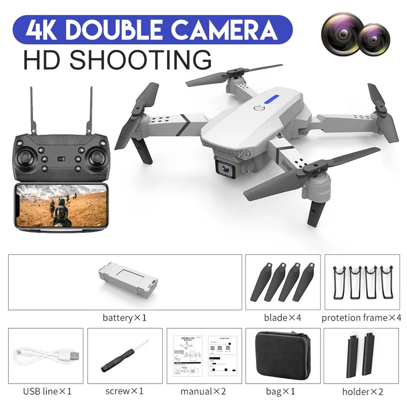 E88 Proインテリジェント折りたたみドローンは、シングル - Drone Camera Mount のレビューと価格